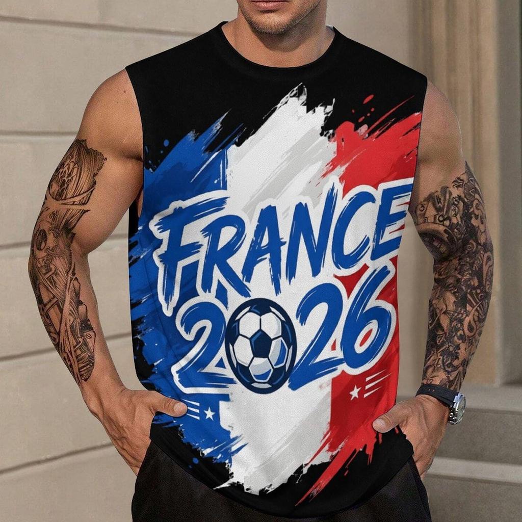 Men's Loose Fit Sleeveless Tank Top Soccer Themed Graphic Print Casual Sportswear Summer Shirt for Outdoor Activities