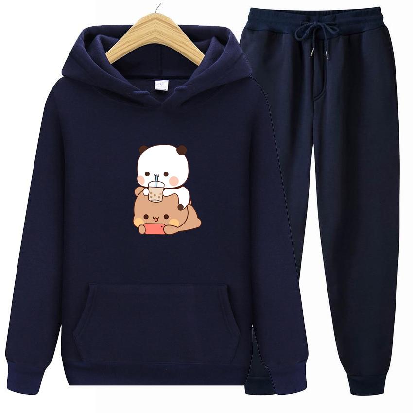 Bubu And Dudu Drink Bubble Tea Print Ženy Súprava mikiny Kawaii Dámska mikina Harajuku Oblečenie s voľným dlhým rukávom
