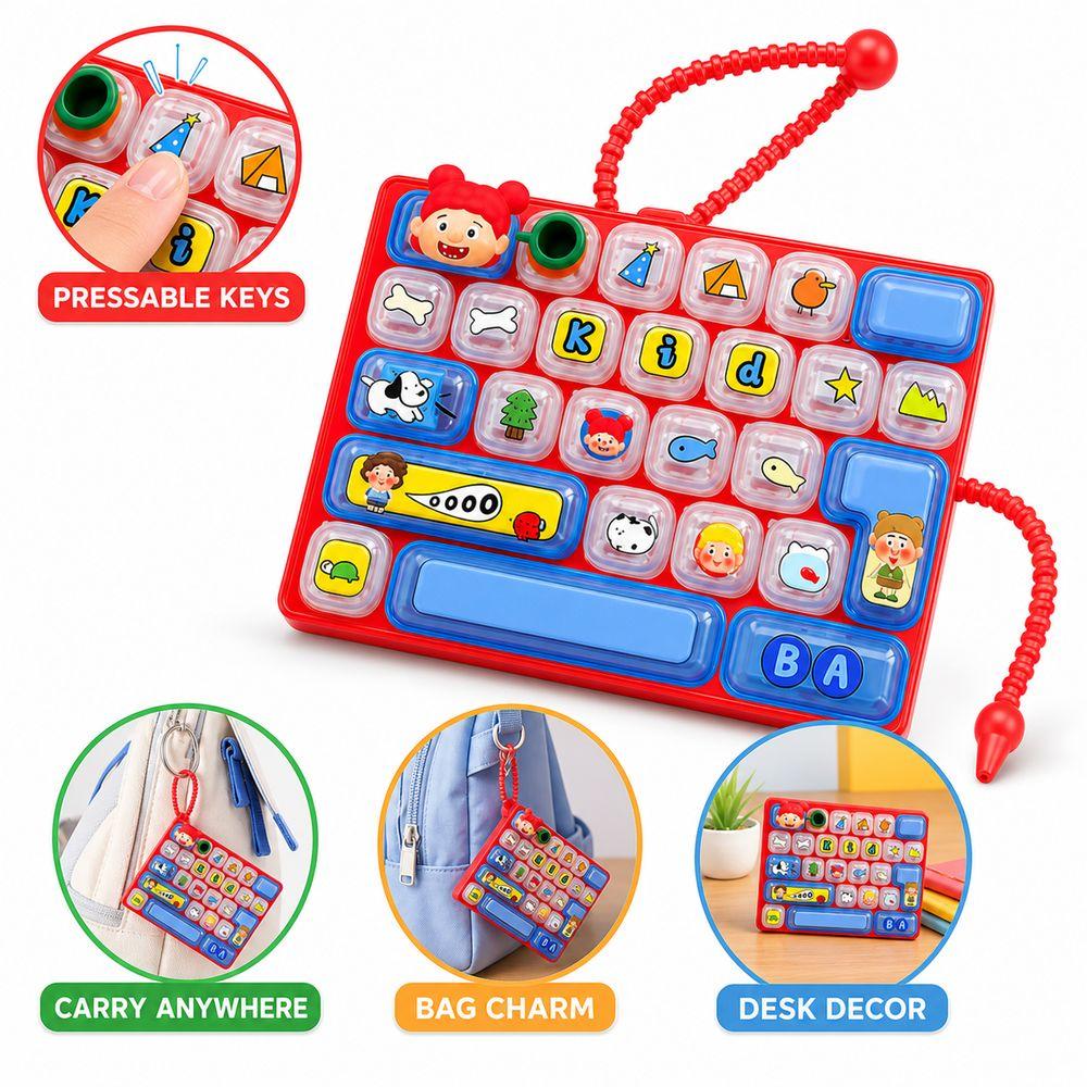 26-key Keyboard Keychain Clear Key Sounds Press Button Toy Keyboard Fidget Toy Bag Ornament
