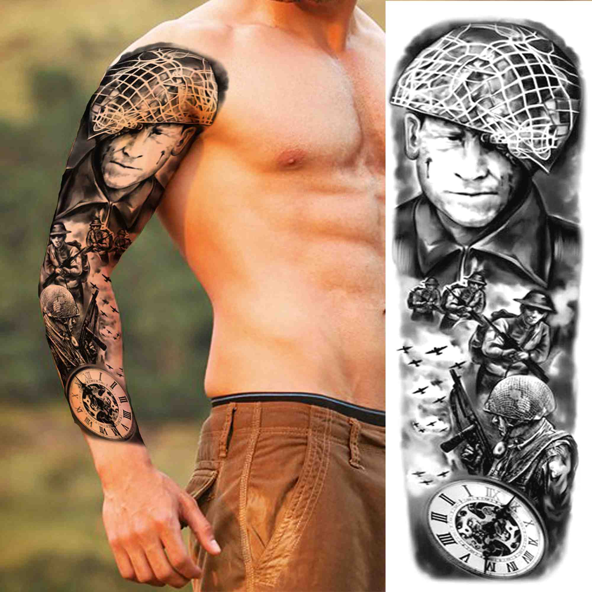 

Военные временные татуировки маори для мужчин, взрослые, реалистичные поддельные татуировки льва, самурая, большая наклейка, сексуальные татуировки на всю руку