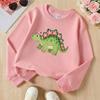 Kids Crewneck Sweatshirt, Cute Floral Stegosaurus Dinosaur Creative Print,Daily Casual Top for Spring & Autumn
