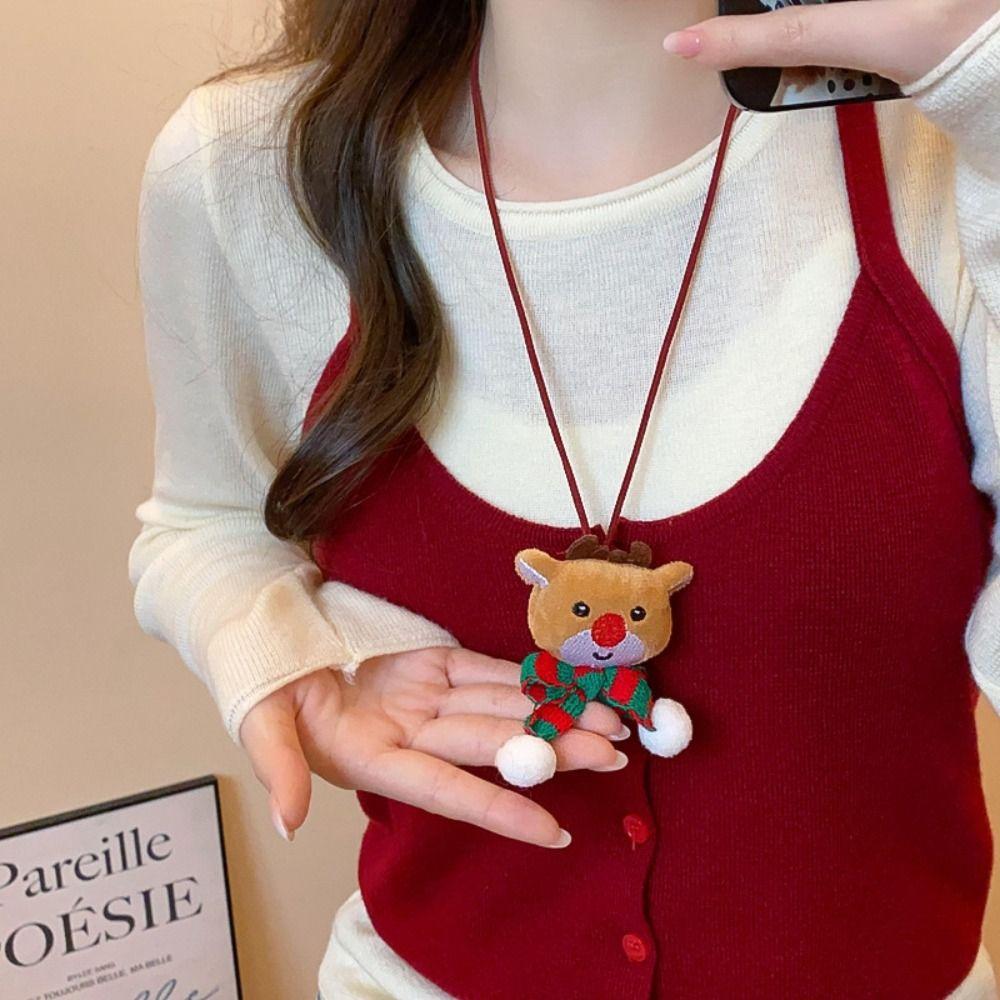 Snowman Christmas Necklace Santa Claus Long Necklace Fashion Sweater Chain Pendant Girl