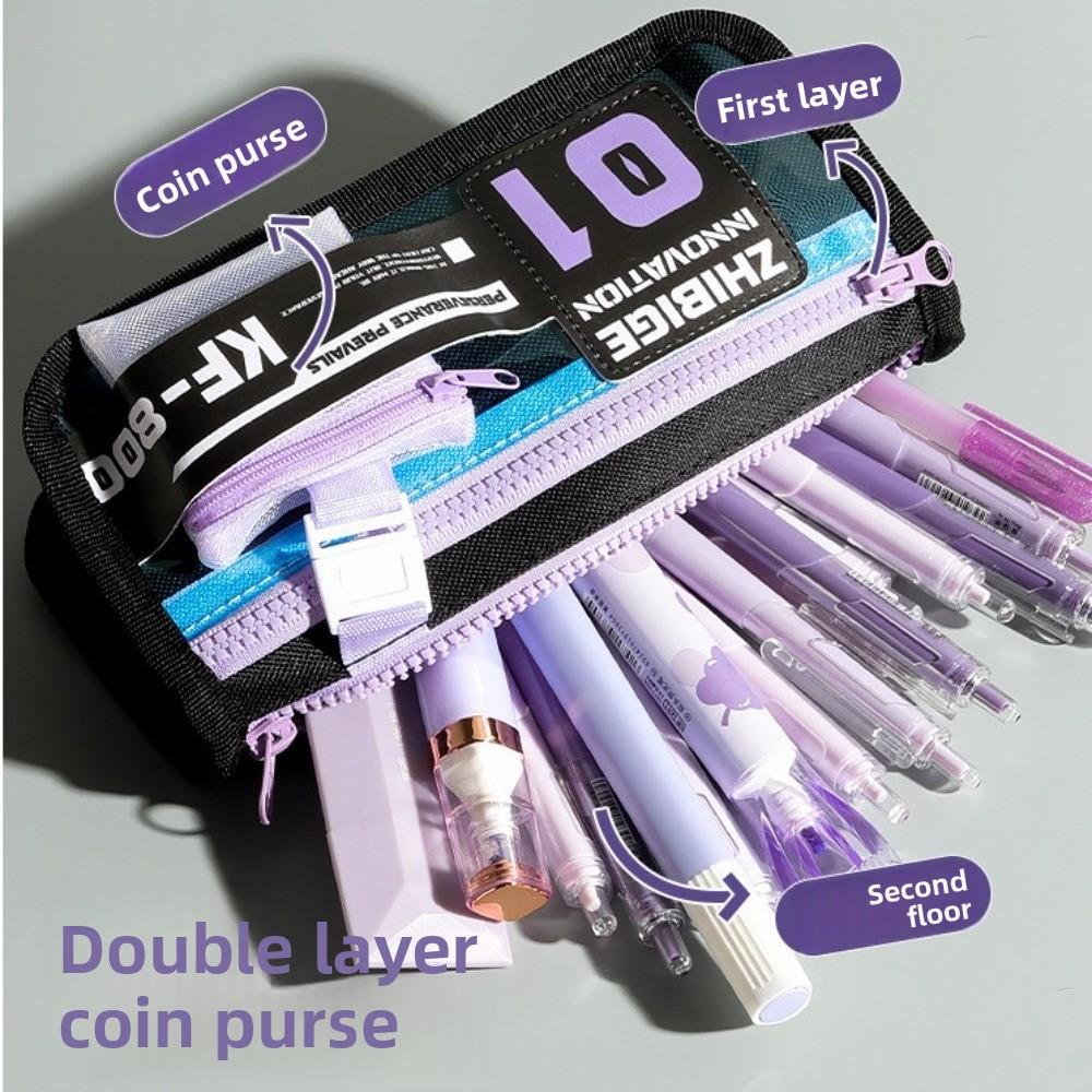 English Alphabet Racing Car Pen Bag Double-layer Pencil Pouch Letters Stationery Bag Boys Men