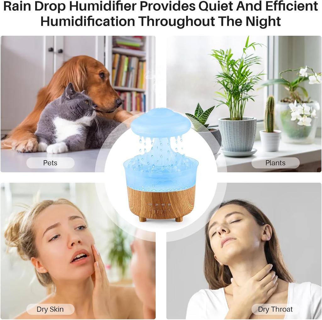 Xiaomi Rain Humidifier Water Drip,Mushroom Essential Oil Diffuser with 7 Changing Colors,Aroma Diffuser Mushroom Humidifier for Home