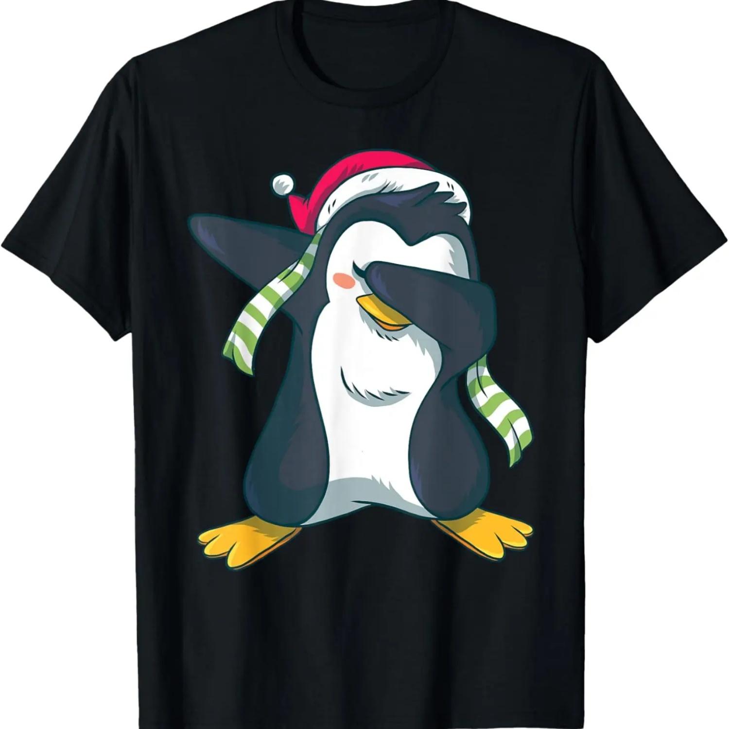 

Christmas Pajama Penguin Dabbing Shirt Funny Family Pajamas T-Shirt S чёрный