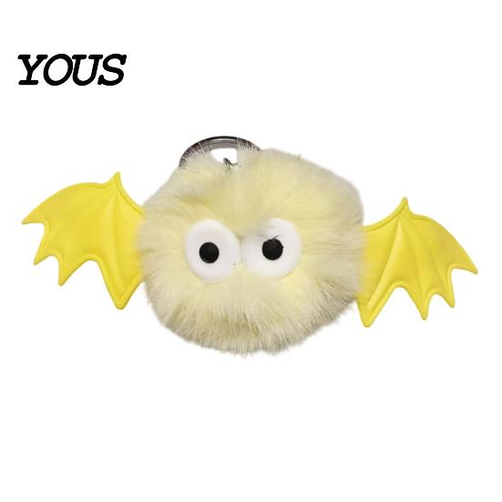 Funny Bag Decoration Halloween Bat Plush Keychain, Cute Devil Furry Pendant for Stylish Animal Print Keys, Vintage Silver Alloy Key Ring, Spooky Party