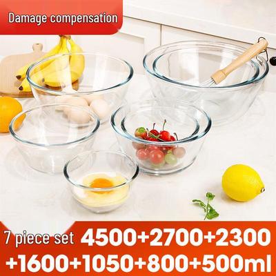 Conjunto de 7 Peças de Tigela de Salada de Vidro Borossilicatado