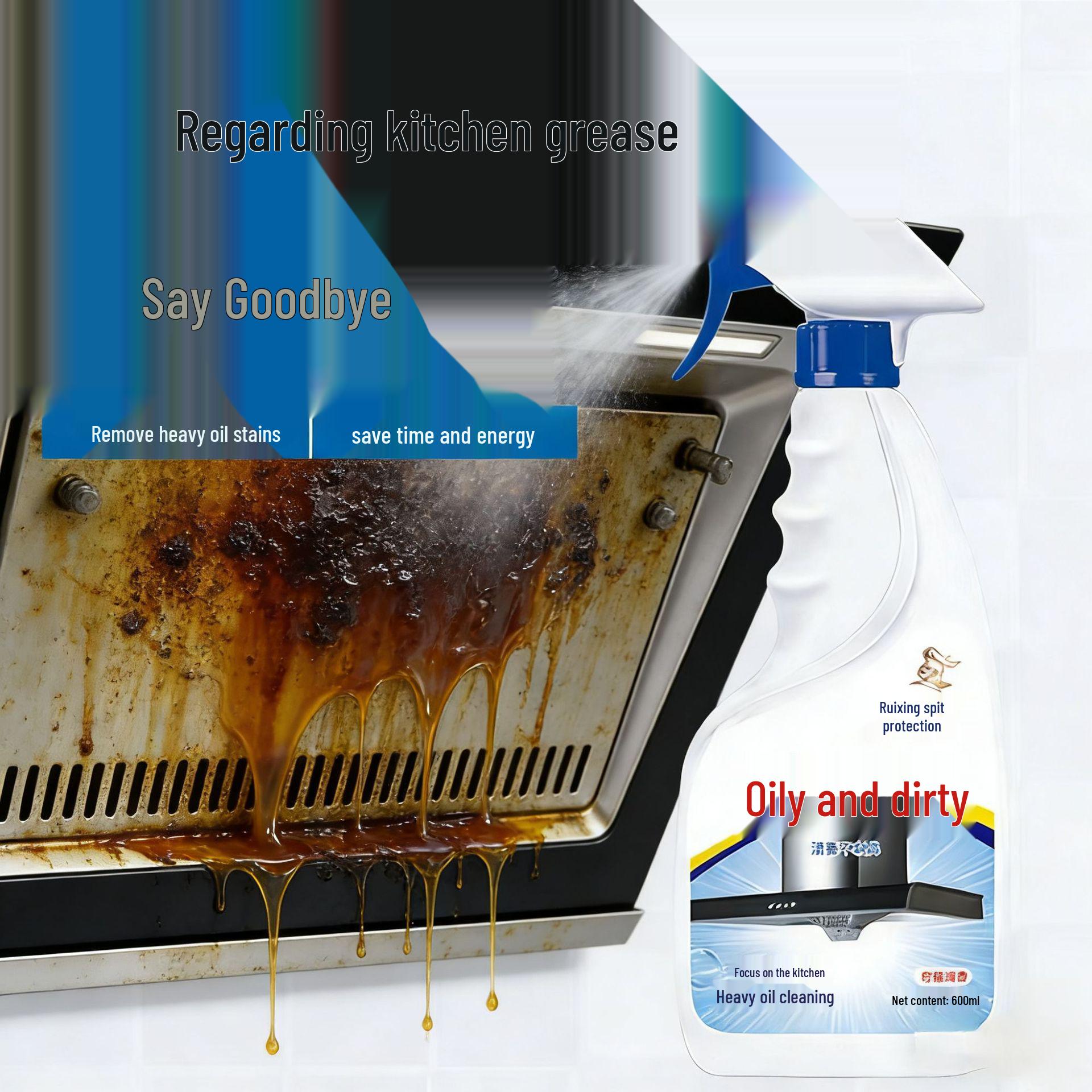 Heavy-Duty Kitchen Oil Stain Remover Foam for Range Hoods 1 Refill Bottle, 500ml (No Sprayer)