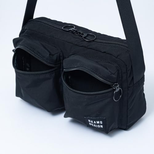 Beams Design "Always" Shoulder Bag, Unisex, Compact, Polyester, Daily Use, Ring-Shaped Pull, Functional for Organizing Small Items, BMMH4ES3, Black