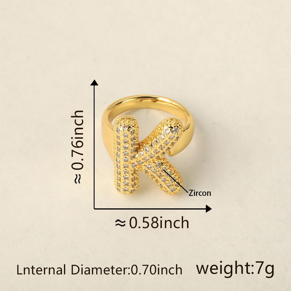 26 Letter Open-Ended Zircon Ring INS Minimalist Series Gift For Friends