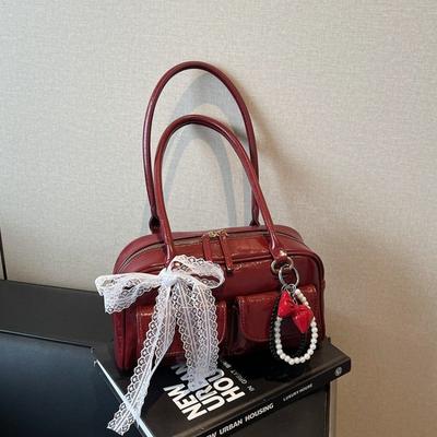 Bolsa de bowling de axila feminina nova simples casual de alta qualidade bolsa almofada bolsa de ombro versátil