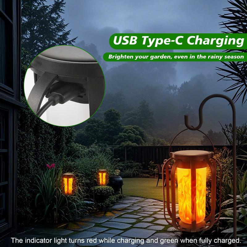 Solar Flameless , Solar Outdoor Light With Base, 4 Modes, With Tripod, Can Be Hung Or Placed,for Camping, Garden Decor