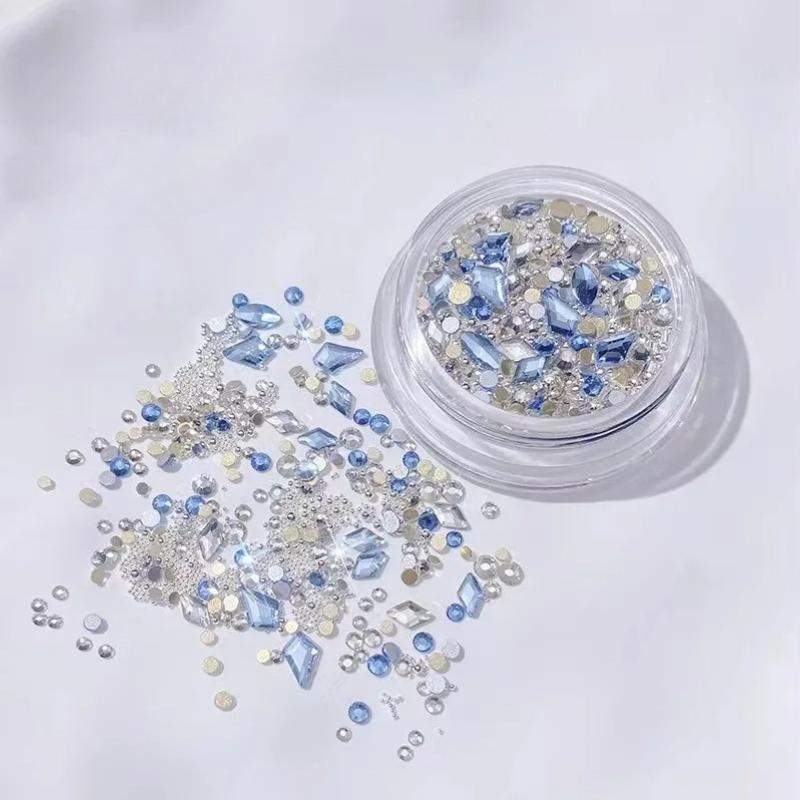 200Pcs/Box Nail Art Rhinestone Set Multi Shape Synthetic Crystal Flat Pink Rhinestone Round Bead Diamond Jewelry For Nail Art Cr