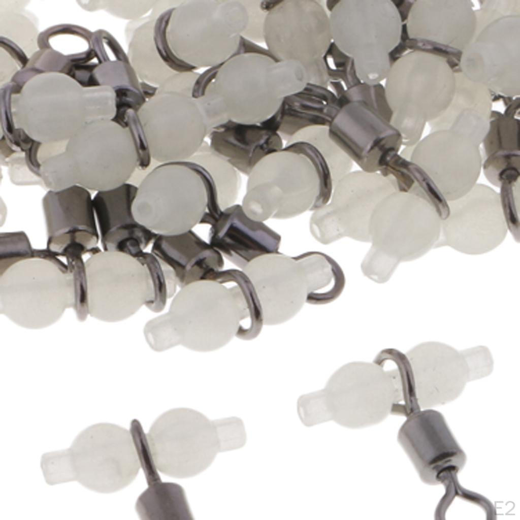 50 Pcs Water Bottle with Glow Beads Luminous Fishing Triple Swivel