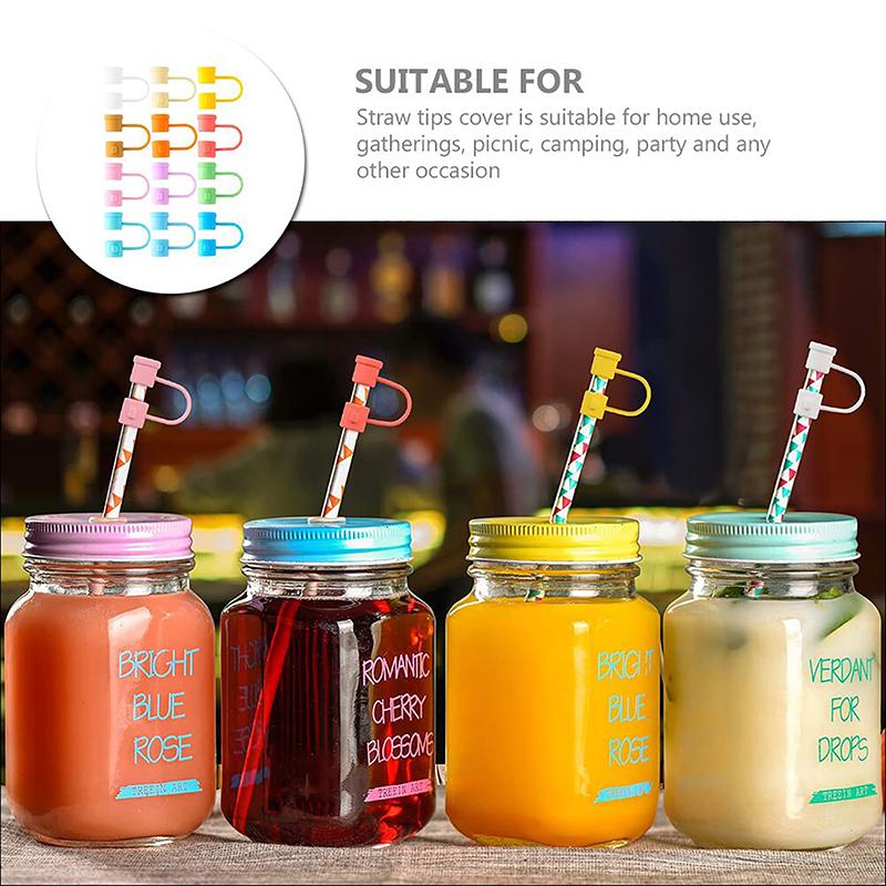 4 szt. silikonowych końcówek słomek wielokrotnego użytku, pyłoszczelne osłony słomek, osłony końcówek słomek do picia, nakładki na słomki, narzędzie do picia 8 mm mini