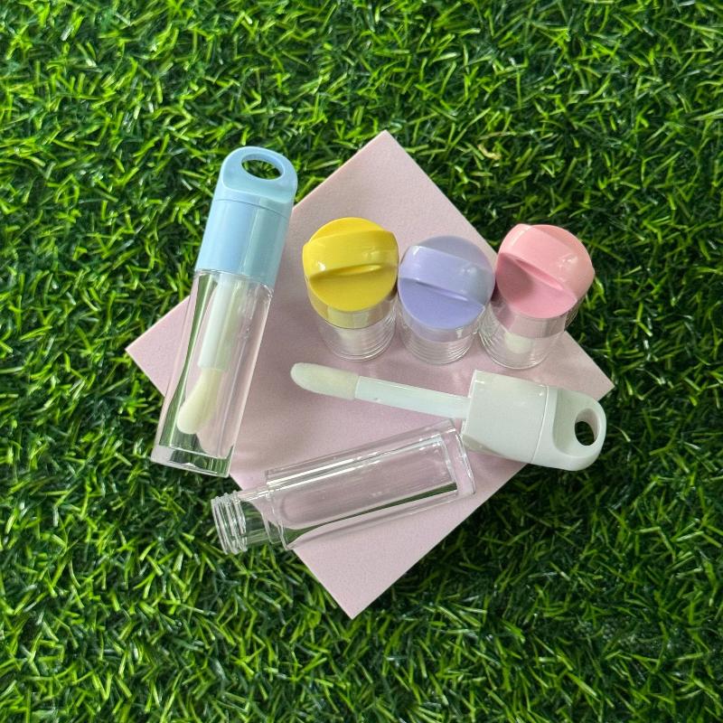 1Pcs Cute Big Brush Wand Transparent 4Ml Lip Gloss Tube Plastic Round Empty Lip Gloss Container