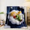 A childlike figure sleeps on a fluffy cloud, holding a red rose. for all seasons blanket lunch break throw gift