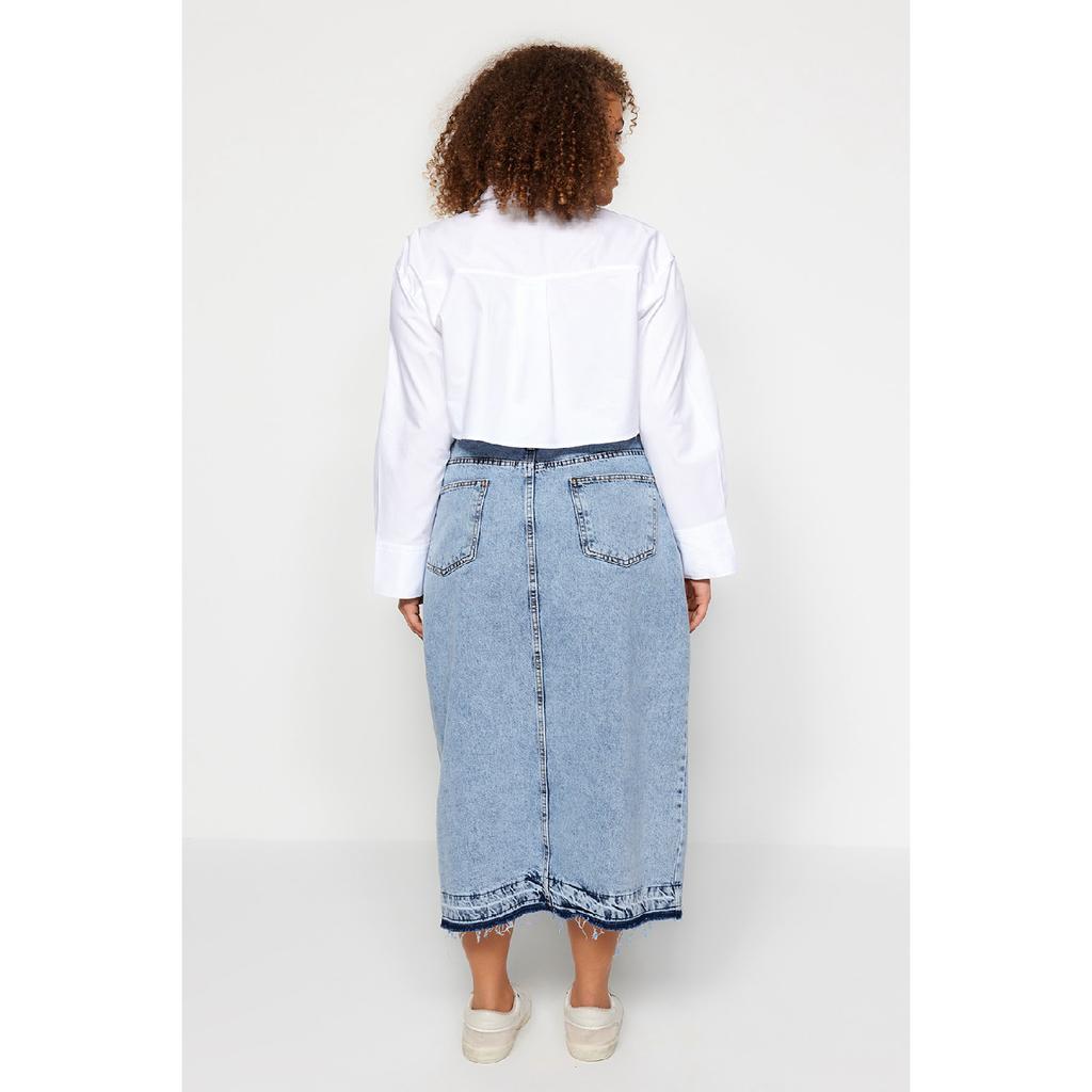 Blauer Jeansrock mit Schlitz vorne Tbbss23az00054