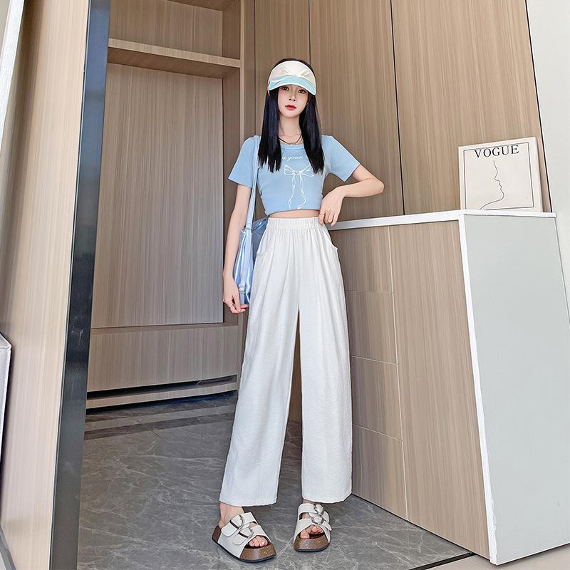 Milk husband pants women's Yamamoto small wide-leg pants summer thin drape casual ice silk grandma pants radish pants