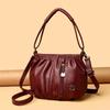 Fashionable Women's Shoulder Bag, Pleated Soft PU Leather Crossbody Bag, Solid Color Handbag, Suitable for Daily Casual Use