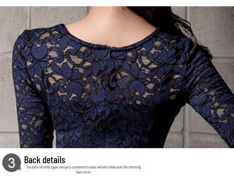 Korean Style Women's V-Neck Lace Slim Fit Pencil Dress