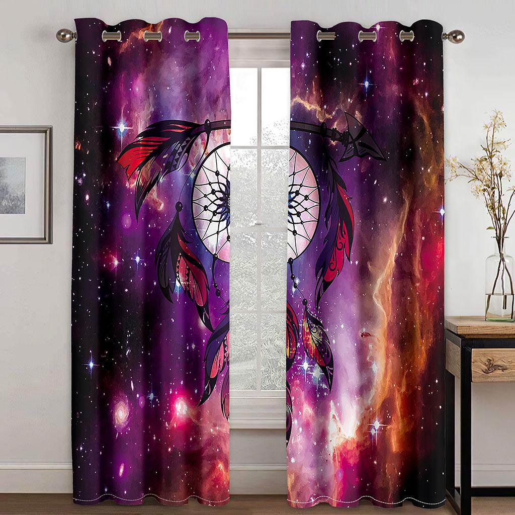 Traumfänger Bedruckte Webvorhänge Zwei unabhängige Vorhänge Links und Rechts Verdunklungsvorhänge für Schlafzimmer