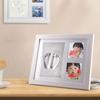 DIY Ink Pad Photo Frame for Newborn Hand & Footprints, 100-Day Album, Pet Memorial Gift, Wooden Frame