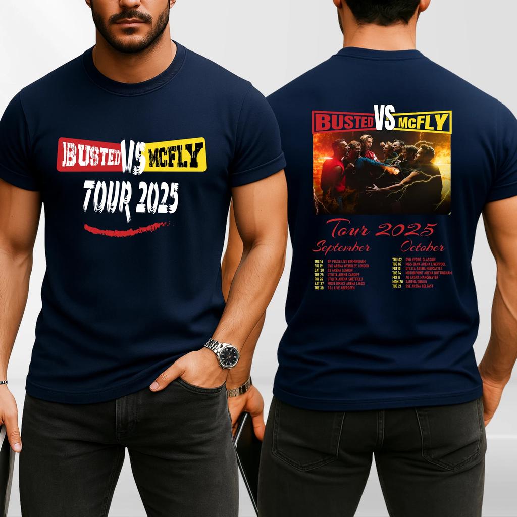 Neues McFly Vs Busted Tour T-Shirt Team McFly Band Vorder- und Rückseite Konzertgeschenk Top High-End Luxus ist für Männer und Frauen Top Y2k