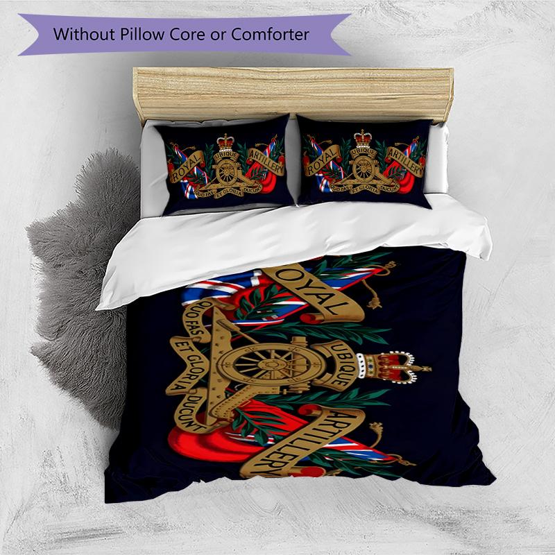 British Royal Artillery 3pcs Bedding Set Duvet Cover Closure Includes 1 Duvet Cover & 2 Pillowcases for All Seasons Bedroom Home Dorm Decor