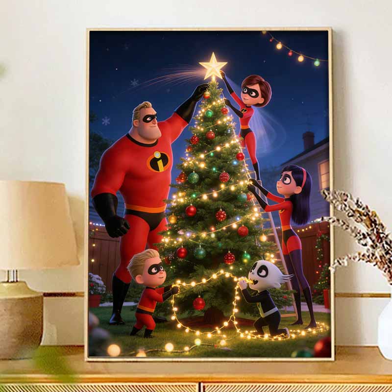 Disney Diamond Art Painting Kit 5D Diamond The Incredibles Painting Dot Art Gemstone Crystal Paint Diamond Home Wall Decor
