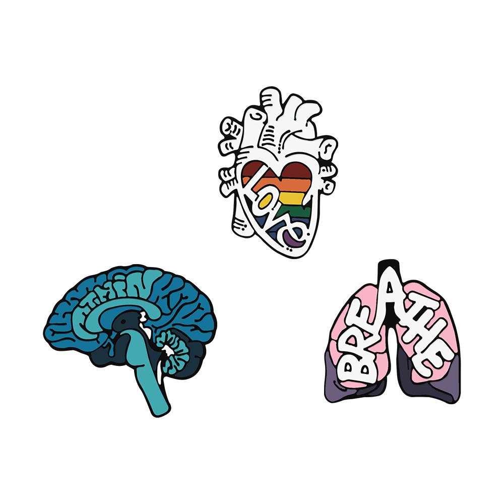 2-4pcs/set Creative Medical Pins Needle Stethoscope Heart Organ Brooch for Nurse Doctor Bag Lapel Badges Jewelry Gifts Wholesale