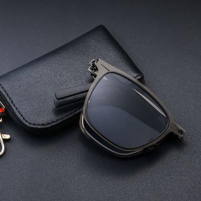 Portable Sunglasses  Ultra Light Stainless Steel Folding Sunglasses Fishing Polarized Retro Square Sunglasses Hd Fashionable
