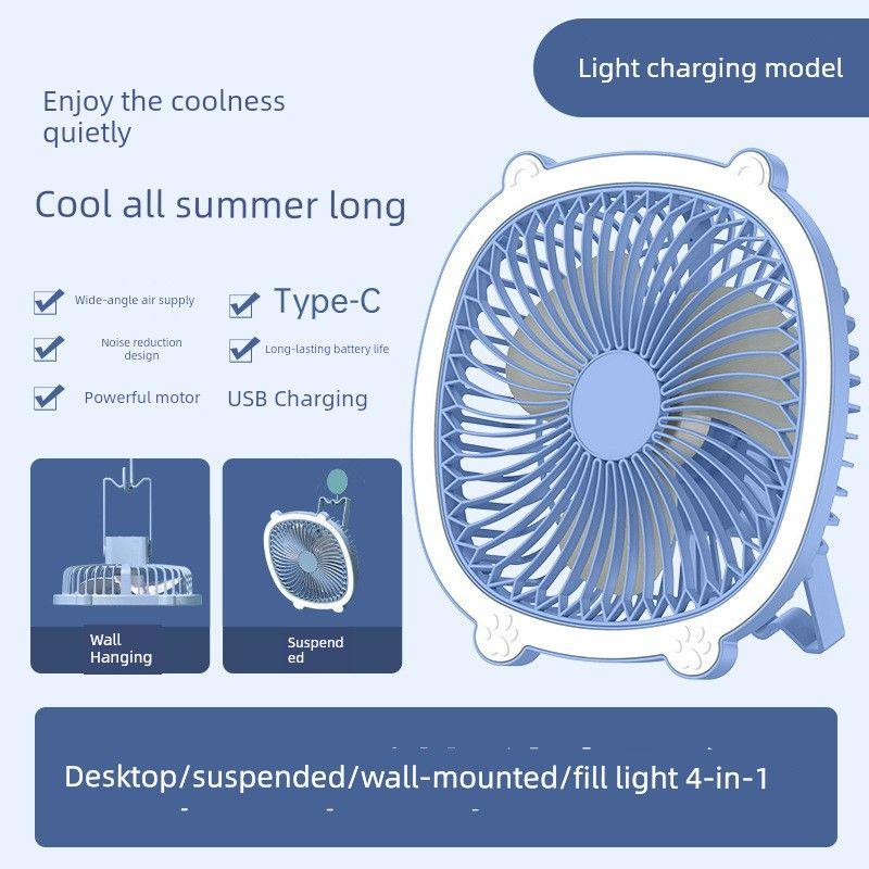Summer Kitchen Cooling Toilet Wall-Mounted Fan, No Drilling, No Electricity Needed, Portable Silent Hanging Small Electric Fan for Dormitory