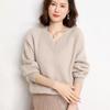 2024 Autumn/Winter Women's V-neck Cashmere Sweater - Long Sleeve, Thickened, Loose Knit Pullover
