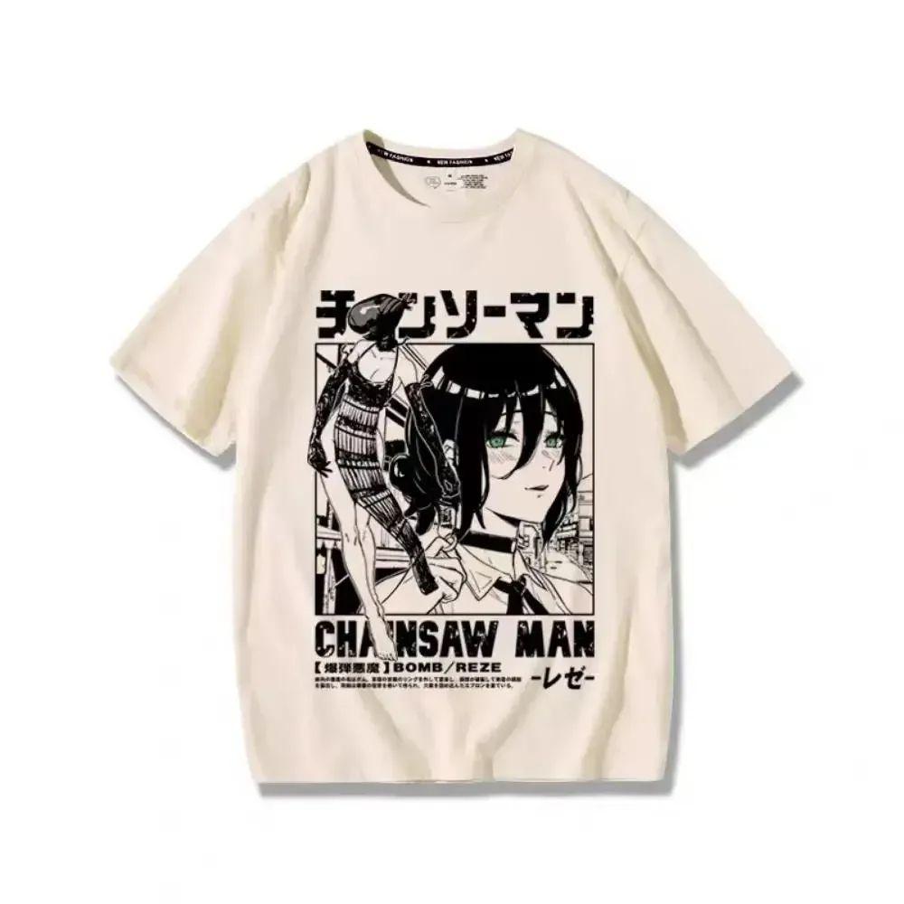 

Anime T-shirt Women Chainsaw Man Manga Graphic Cotton Short Sleeve Tee Plus Size Women Tops Summer Streetwear S