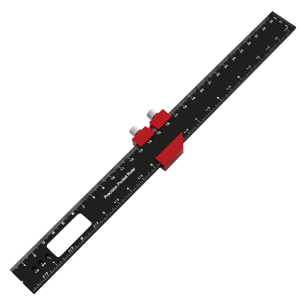 Black Precision Pocket Ruler Aluminum Alloy Adjustable Sliding Marking Gauge Woodworking Metric Layout Measuring Tool