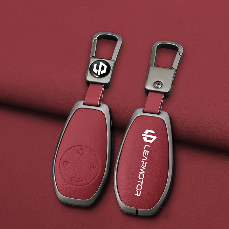 

Zinc Alloy Leather Car Remote Key Case Cover For Leapmotor C16 C11 C10 C01 B10 T03 S01 Type Protector Shell Keychain Accessories