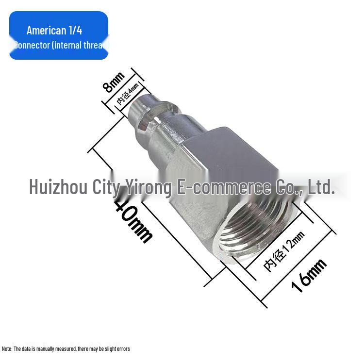 American-Style Nickel-Plated Iron Quick Connector, Pneumatic Tool Accessory, 1/4NPT Internal Thread Male Plug