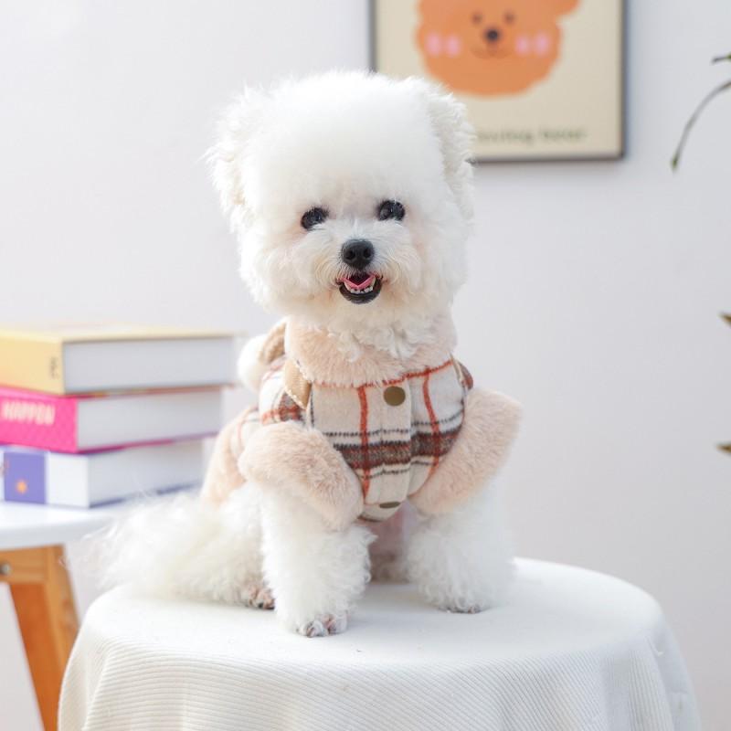 Warm Pet Vest Small Dogs Puppies Winter Cozy Fleece Dog Clothing With Pom Bow