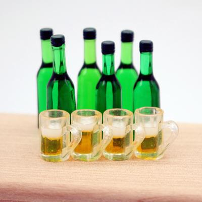10 Stück/Set 1:12 Puppenhaus Miniatur Spielzeug Bier Wein Getränk Flasche Tasse Modell Bausatz Flasche Tasse Figuren Küche Wohnzimmer Zubehör