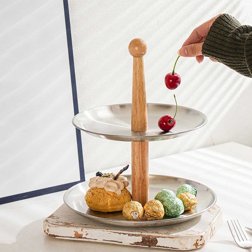 Round Metal Dessert and Fruits Tray Modern Stainless Steel Candy Fruit Display Holders for Home and Event Decoration