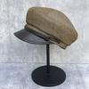 Stylish and Temperamental Leather Brim Splicing Octagonal Hat Female Face Small Versatile Newsboy Hat Double Belt Buckle Wide Brim Cloud Hat