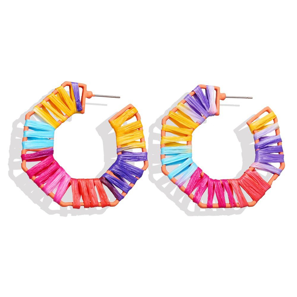 Einzigartige geometrische handgewebte Ohrringe für Damen, Bonbonfarben, Modische Ohrringe