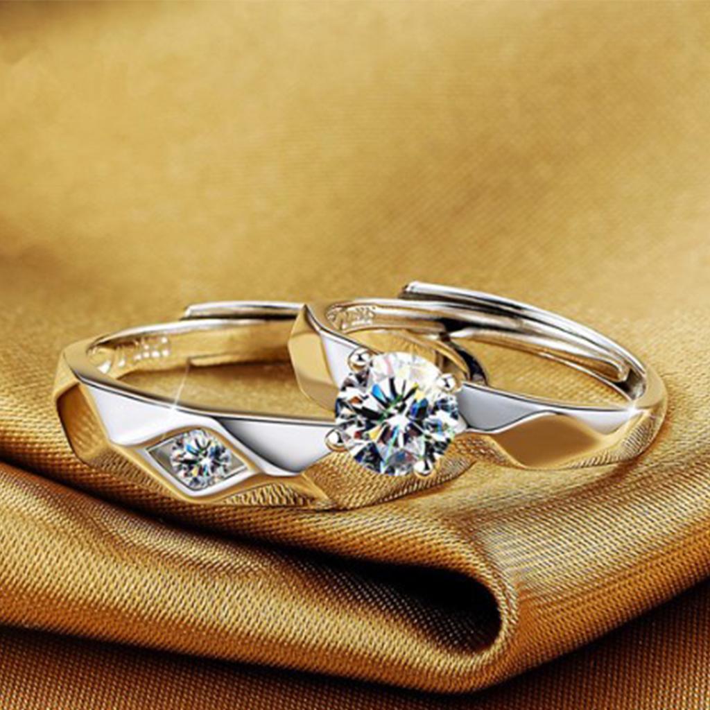 2 Stück Partnerring Herren Damen Kupfer Verstellbar Exquisiter Strassring Schmuck für Dating Party