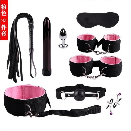 Sexy Nylon BDSM Kits Plush Sex Bondage Set Handcuffs Sex Games Whip Gag Nipple Clamps Sex Toys For Couples Exotic