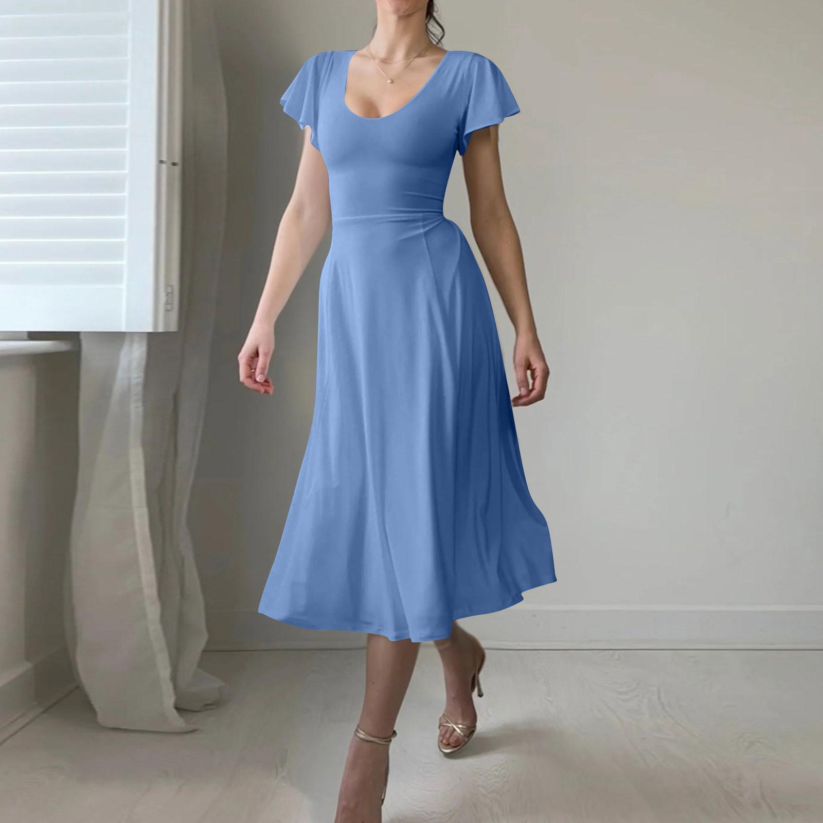 

Женское платье-бретелька, сексуальные коктейльные платья для женщин, вечернее платье, элегантное платье с квадратным воротником на бретелях и развевающимися рукавами XXL синий