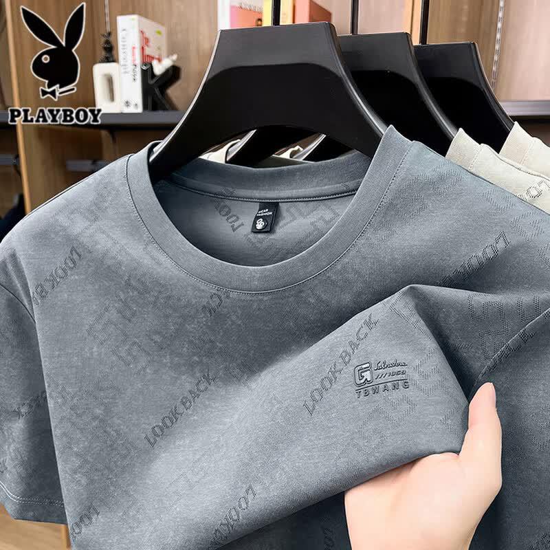 PLAYBOY Men's Ice Silk Short Sleeve Printed T-Shirt