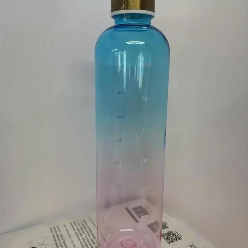 

1000ml Bottle With Time Marker 32 OZ Motivational Reusable Fitness Sports Outdoors Travel Leakproof BPA Free Frosted Plastic