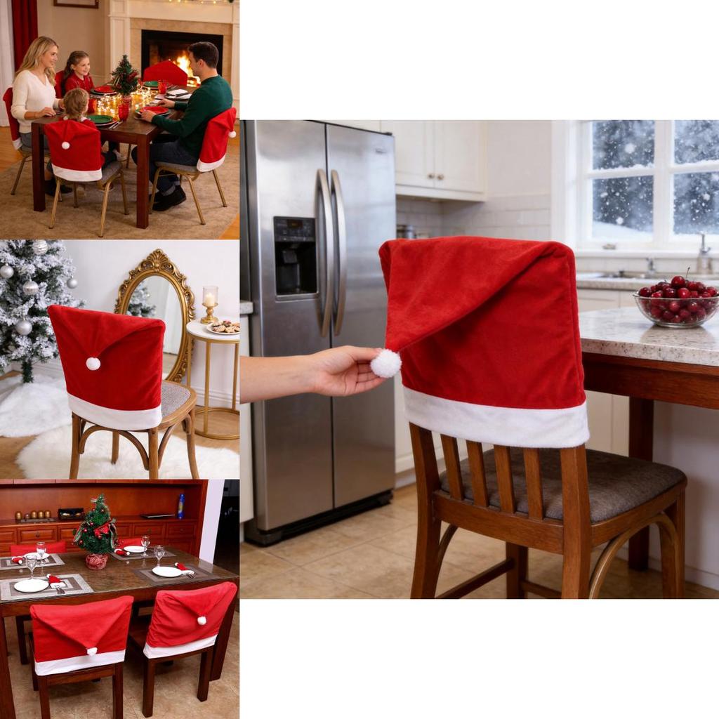 Christmas Decor Nonwoven Fabric Chair Cover With Festive Red Design For Holiday Dining