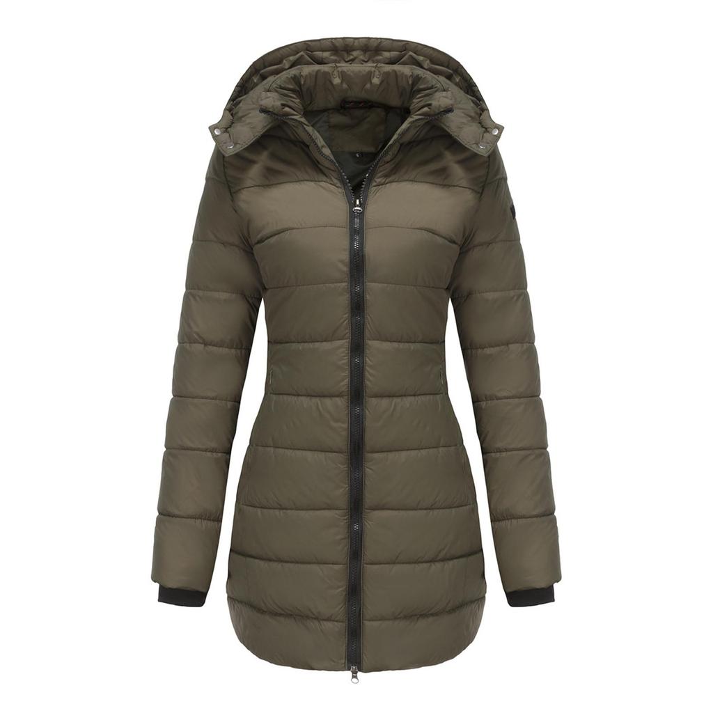 Giacca calda da donna in cotone con cappuccio rimovibile a maniche lunghe, autunno e inverno